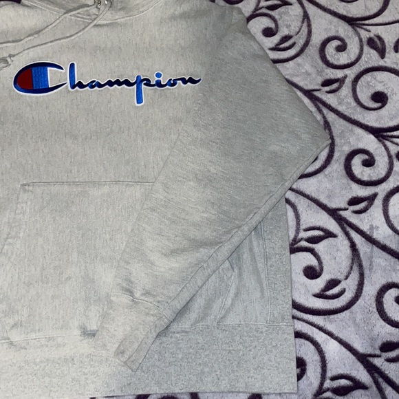 Large Mens Champion Hoodie Reverse Weave Grey - Picture 4 of 7